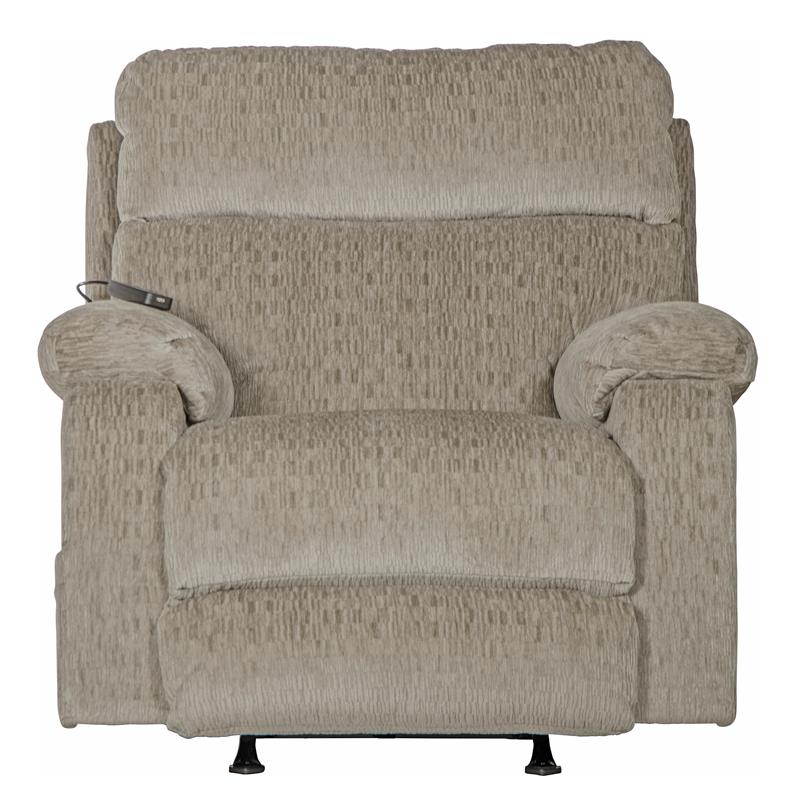 Bowery Hill Power Rocker Recliner with Heat & Massage in Beige Polyester Fabric