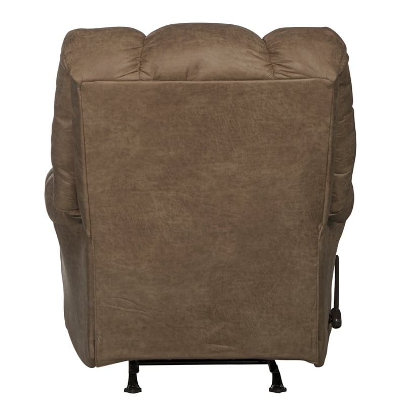 Bowery Hill Brown Polyester Fabric Chaise Rocker Recliner with Pillow Top Arms