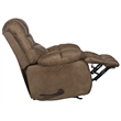 Bowery Hill Brown Polyester Fabric Chaise Rocker Recliner with Pillow Top Arms