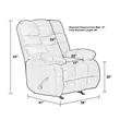Bowery Hill Brown Polyester Fabric Chaise Rocker Recliner with Pillow Top Arms