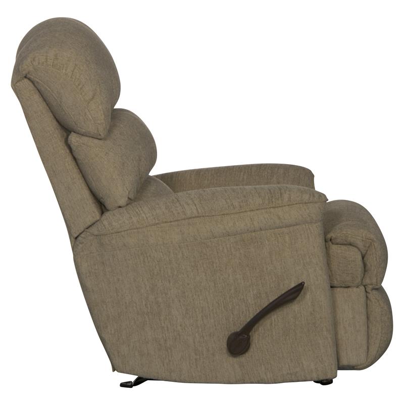 Bowery Hill Traditional Chaise Rocker Recliner in Beige Chenile Fabric
