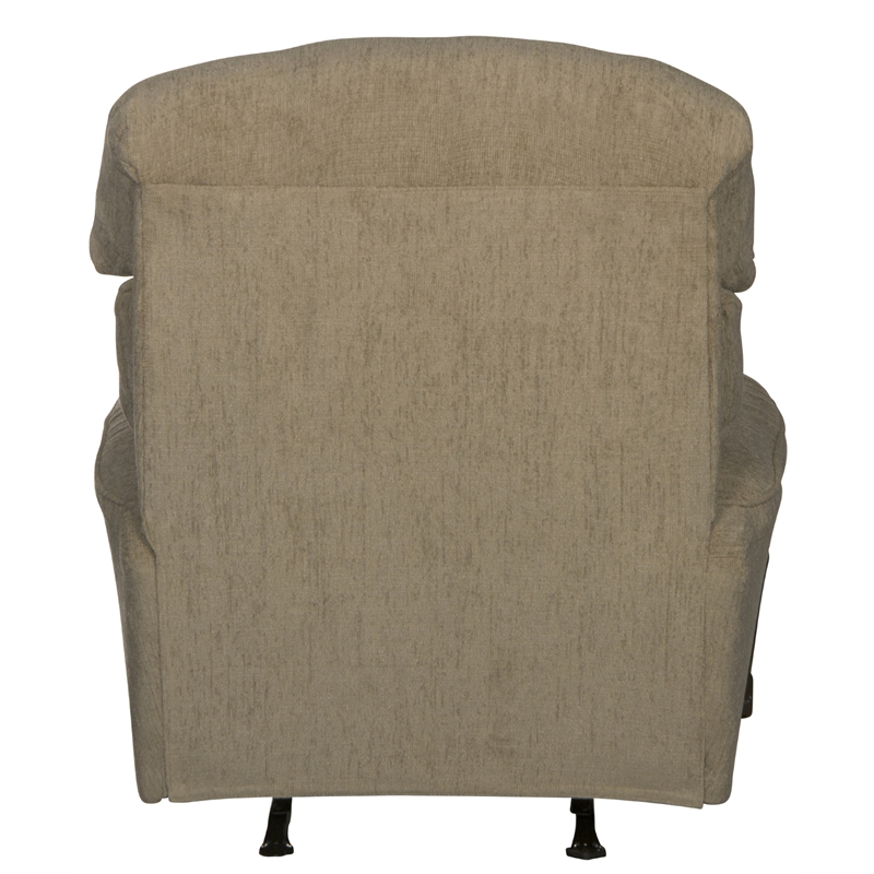 Bowery Hill Traditional Chaise Rocker Recliner in Beige Chenile Fabric