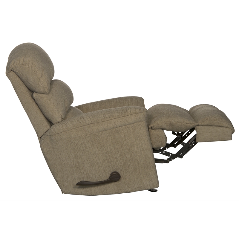 Bowery Hill Traditional Chaise Rocker Recliner in Beige Chenile Fabric