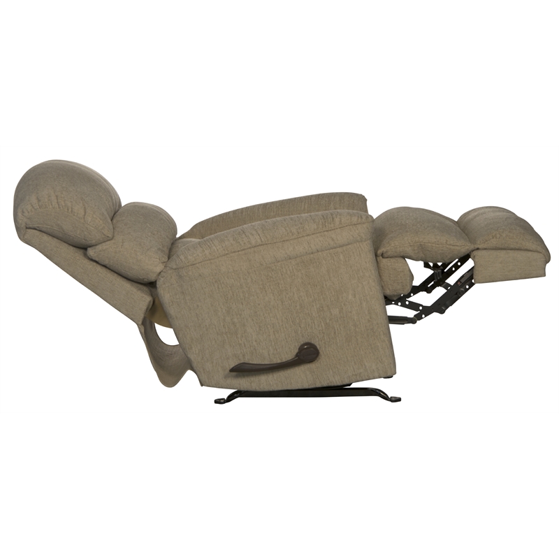 Bowery Hill Traditional Chaise Rocker Recliner in Beige Chenile Fabric