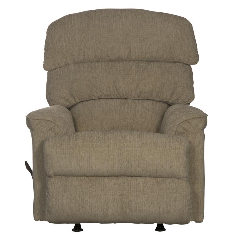 Bowery Hill Traditional Chaise Rocker Recliner in Beige Chenile Fabric