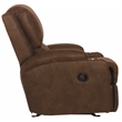 Bowery Hill Rocker Recliner with Two Cupholders in Brown Polyester Fabric