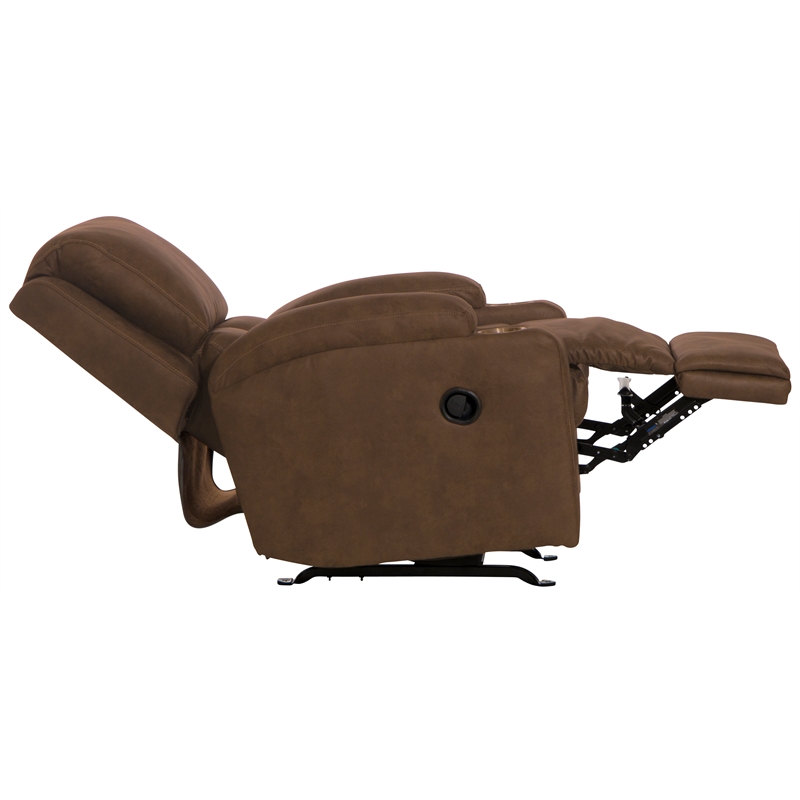 Bowery Hill Rocker Recliner with Two Cupholders in Brown Polyester Fabric