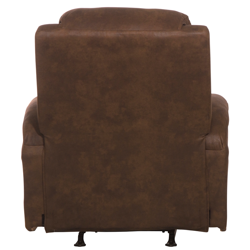Bowery Hill Rocker Recliner with Two Cupholders in Brown Polyester Fabric