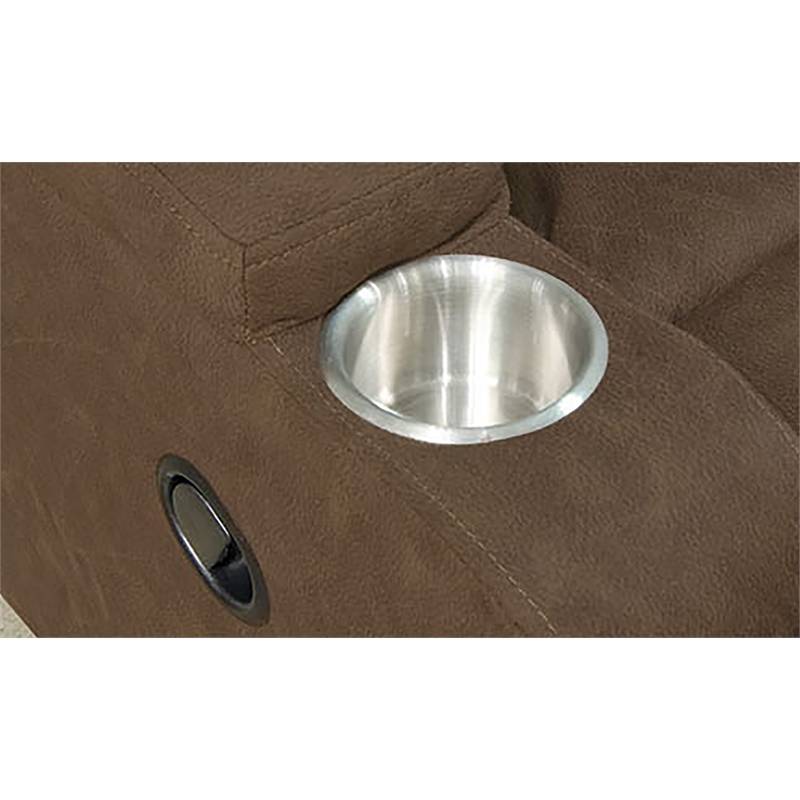Bowery Hill Rocker Recliner with Two Cupholders in Brown Polyester Fabric