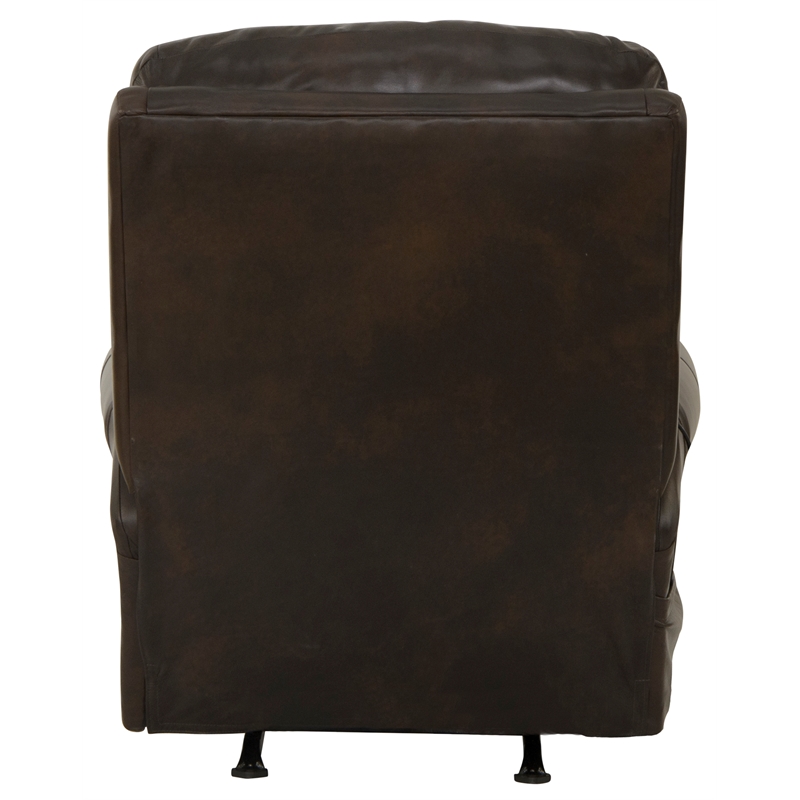 Bowery Hill Cocoa Leather Power Rocker Recliner with Therapeutic Massage