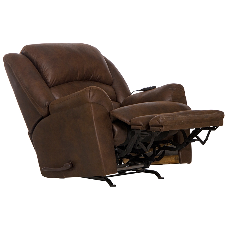 Bowery Hill Rocker Recliner with Heat and Massage in Walnut Polyester Fabric