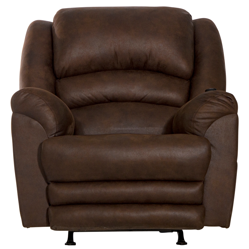 Bowery Hill Rocker Recliner with Heat and Massage in Walnut Polyester Fabric