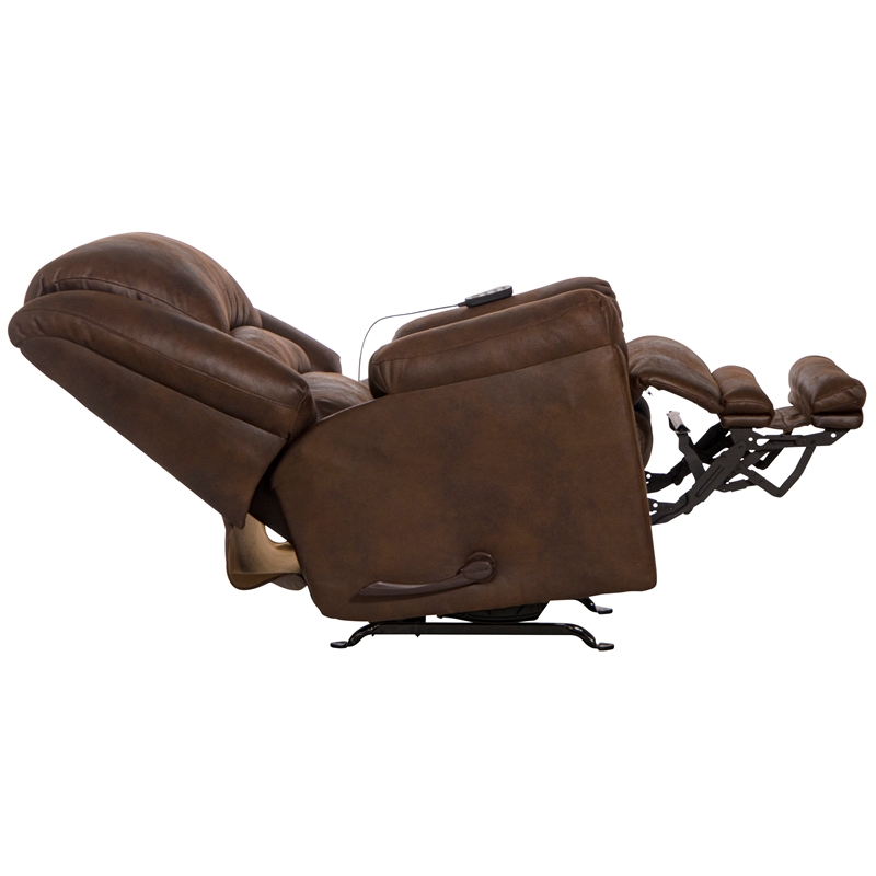 Bowery Hill Rocker Recliner with Heat and Massage in Walnut Polyester Fabric