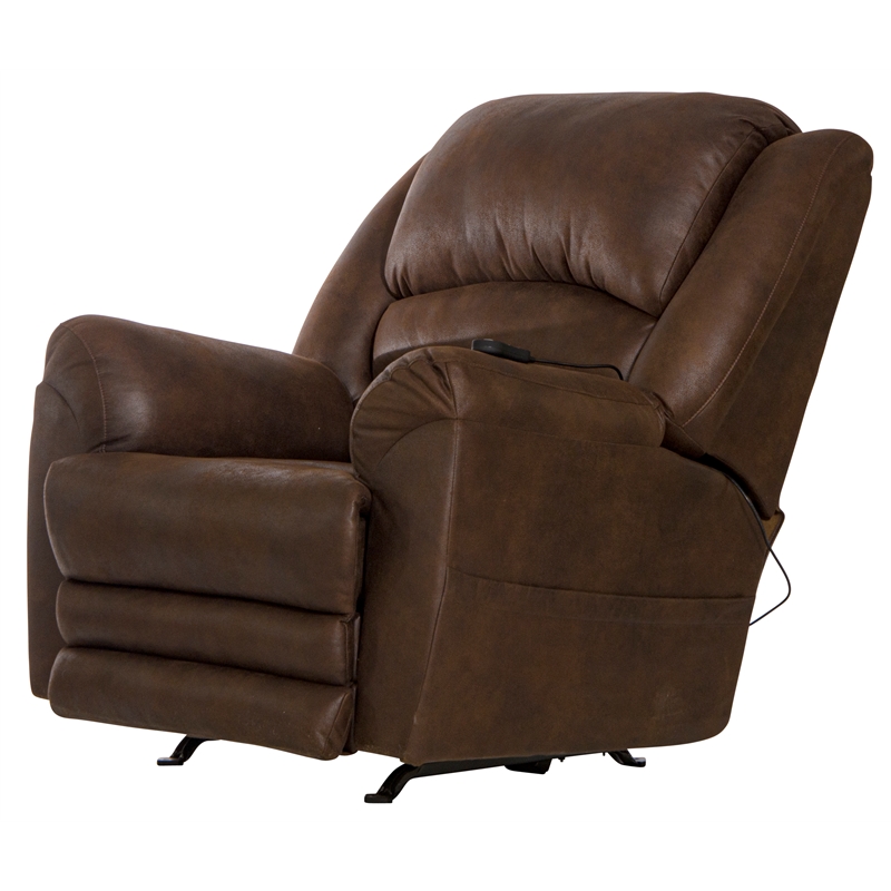 Bowery Hill Rocker Recliner with Heat and Massage in Walnut Polyester Fabric