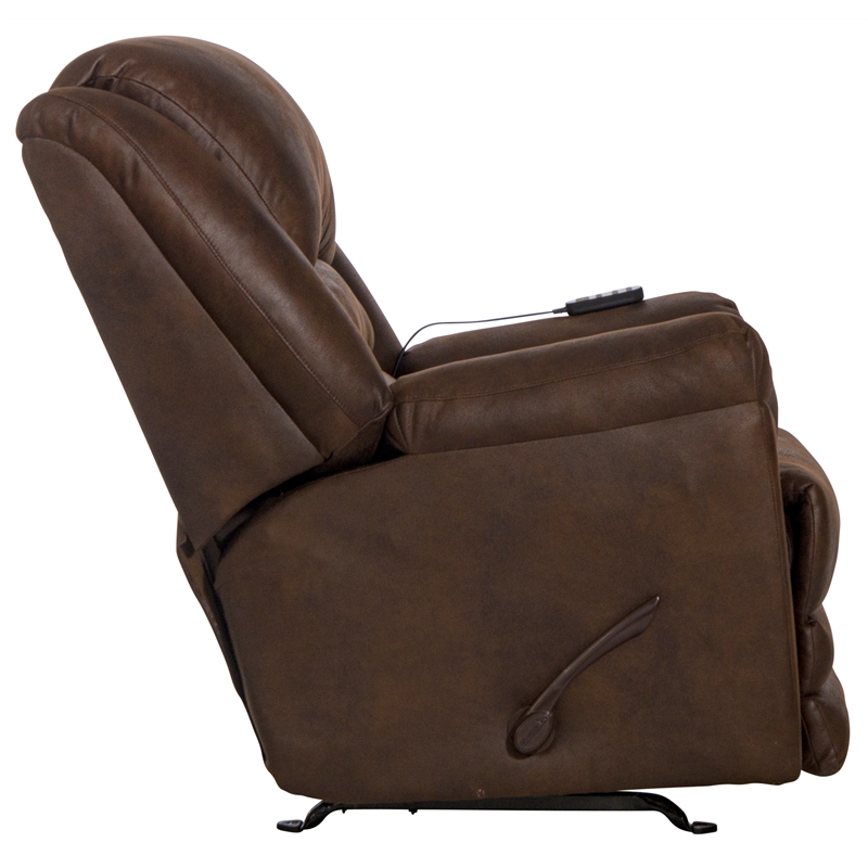 Bowery Hill Rocker Recliner with Heat and Massage in Walnut Polyester Fabric