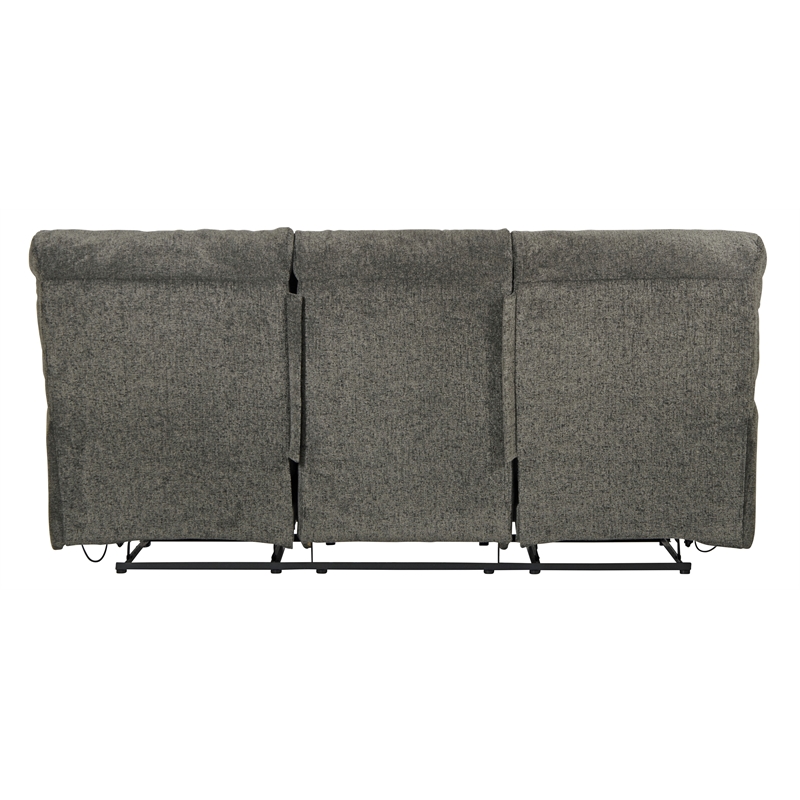 Bowery Hill Dual Reclining Sofa in Soft Charcoal Gray Polyester Fabric