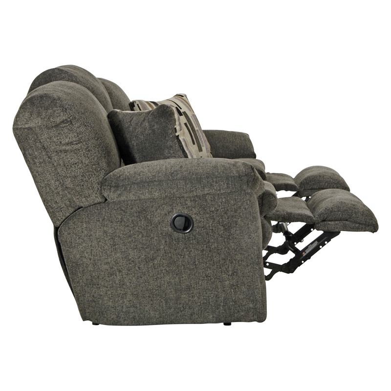 Bowery Hill Dual Reclining Sofa in Soft Charcoal Gray Polyester Fabric