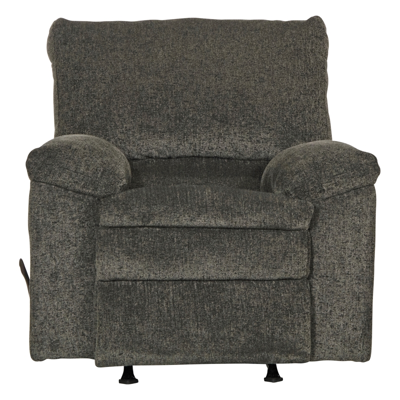 Bowery Hill Rocker Recliner in Soft Charcoal Gray Polyester Fabric