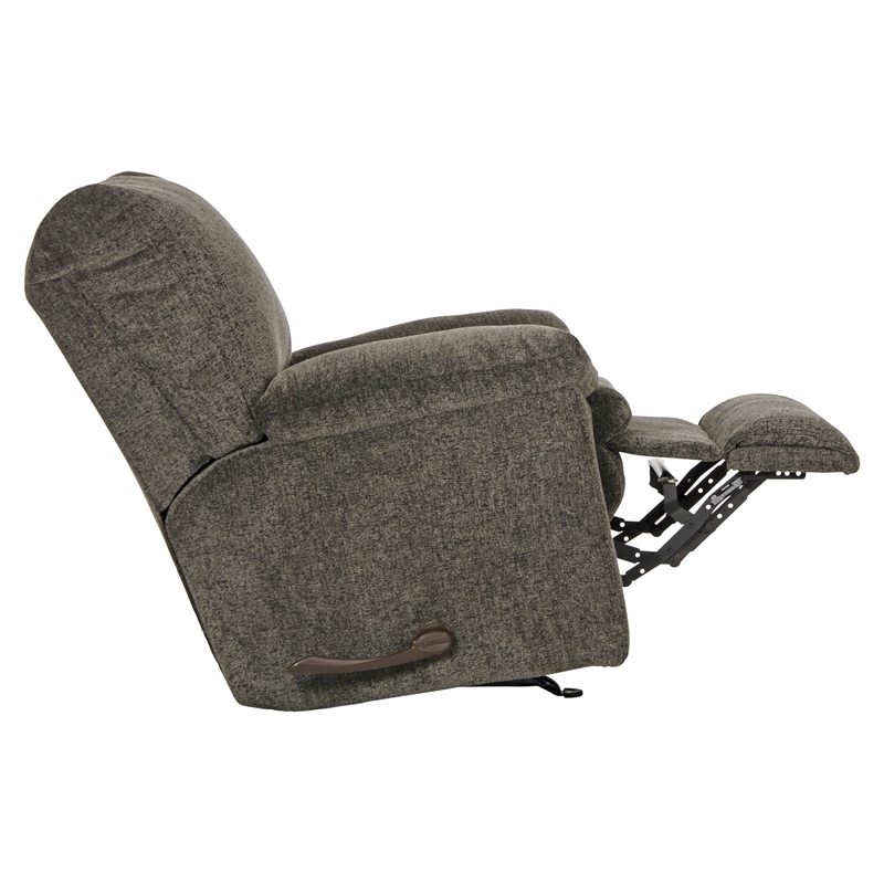 Bowery Hill Rocker Recliner in Soft Charcoal Gray Polyester Fabric