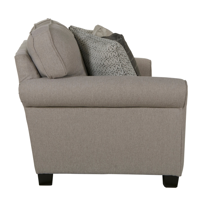 Bowery Hill 3 Seat Farmhouse Casual Sofa in Gray Fabric with Accent Pillows