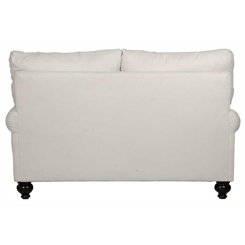 Bowery Hill Loveseat in Plush Ecru Off White Fabric with Accent Pillows