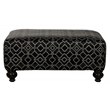 Bowery Hill 42 Inch Square Cocktail Ottoman in Black Patterned Fabric