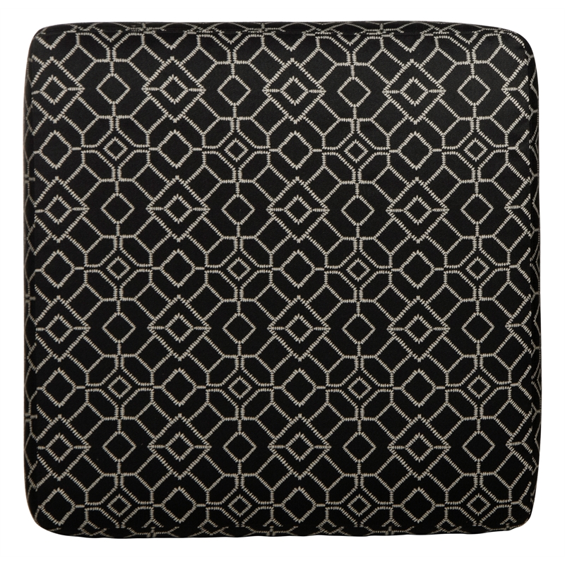 Bowery Hill 42 Inch Square Cocktail Ottoman in Black Patterned Fabric