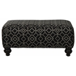 Bowery Hill 42 Inch Square Cocktail Ottoman in Black Patterned Fabric