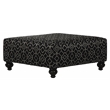 Bowery Hill 42 Inch Square Cocktail Ottoman in Black Patterned Fabric