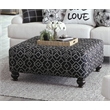 Bowery Hill 42 Inch Square Cocktail Ottoman in Black Patterned Fabric