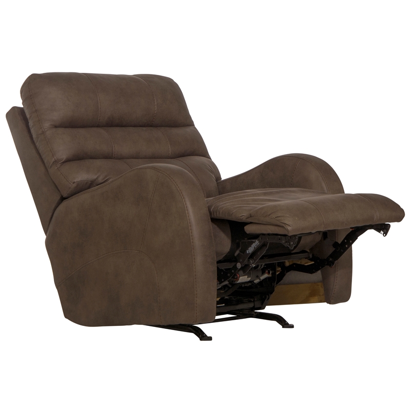 Bowery Hill Power Rocker Recliner with USB Charging Port in Brown Fabric