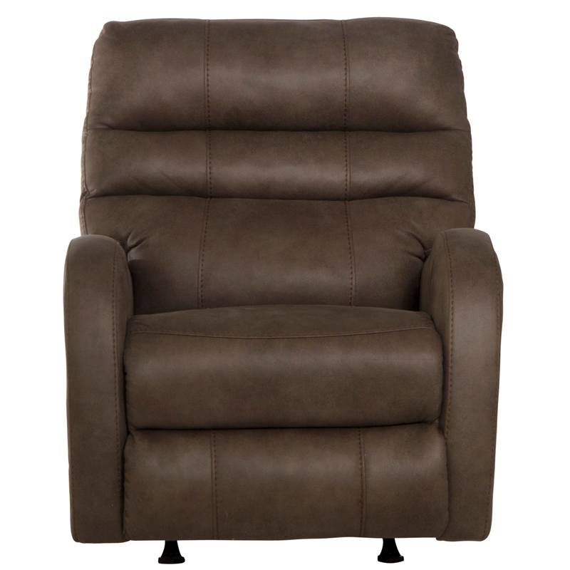 Bowery Hill Power Rocker Recliner with USB Charging Port in Brown Fabric