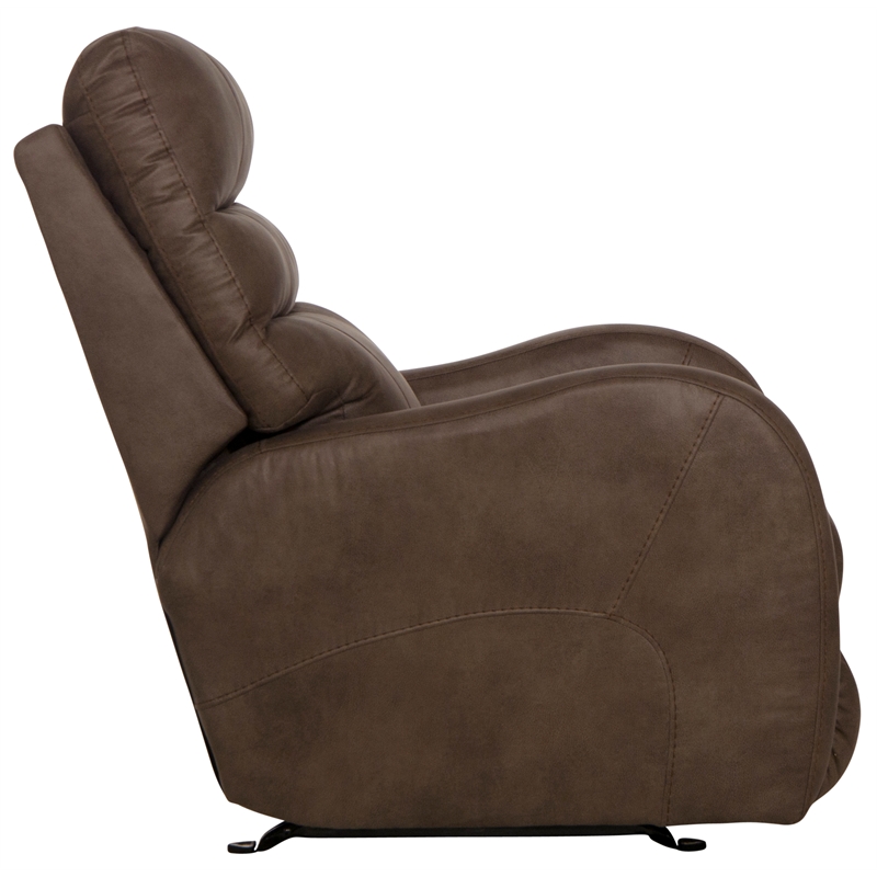 Bowery Hill Power Rocker Recliner with USB Charging Port in Brown Fabric
