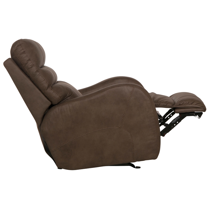 Bowery Hill Power Rocker Recliner with USB Charging Port in Brown Fabric