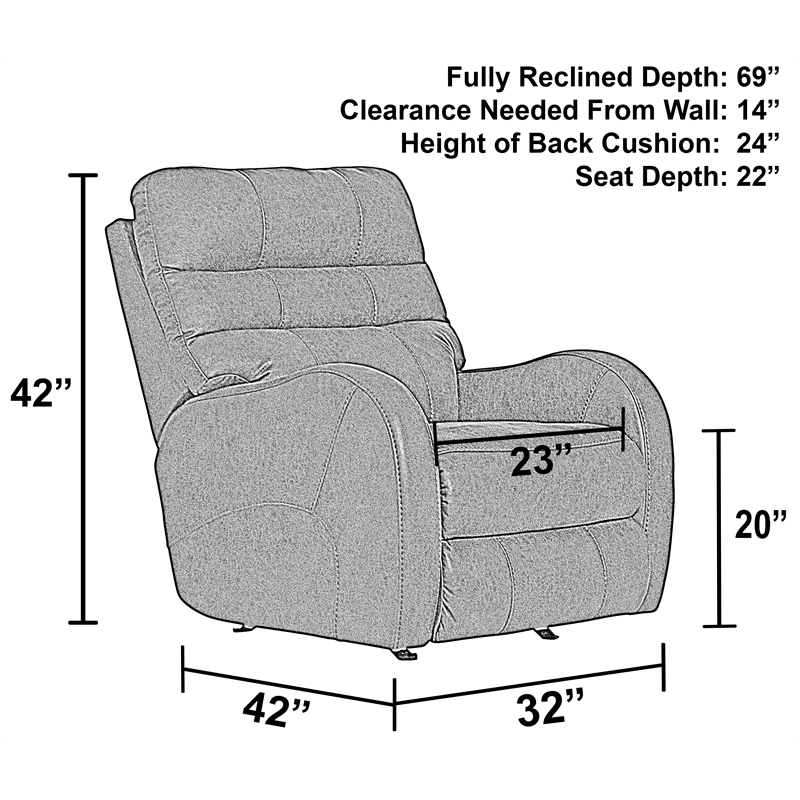 Bowery Hill Power Rocker Recliner with USB Charging Port in Brown Fabric