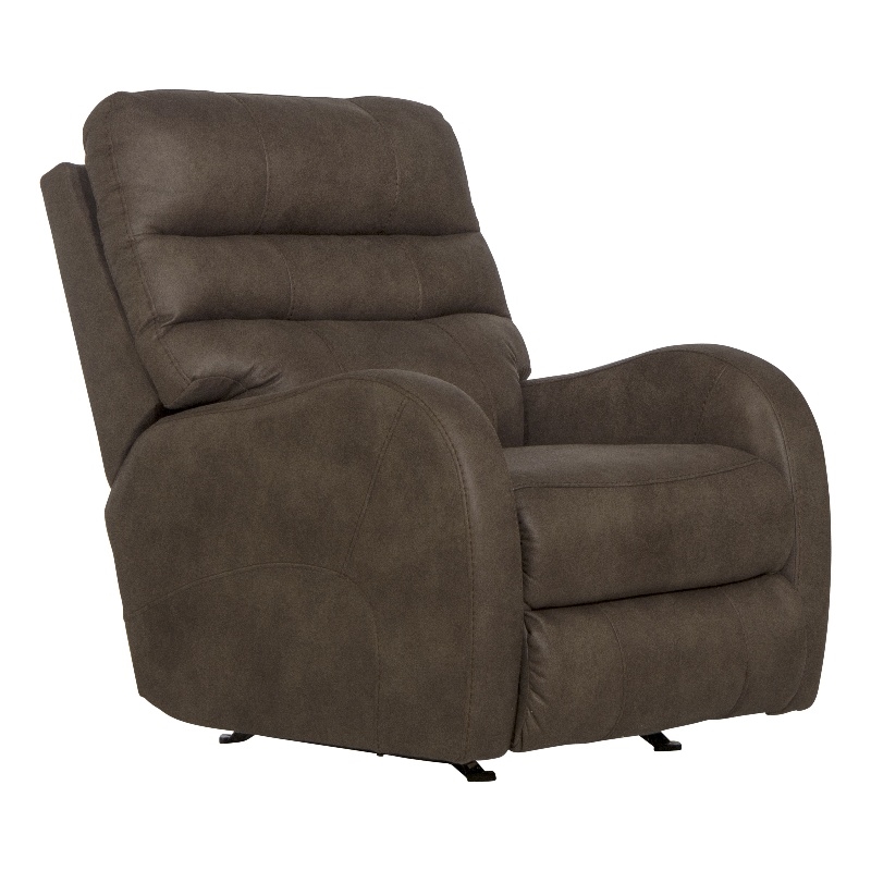 Bowery Hill Power Rocker Recliner with USB Charging Port in Brown Fabric