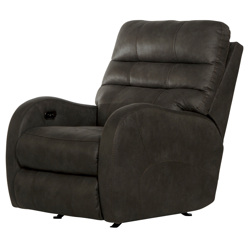 Bowery Hill Power Rocker Recliner with USB Charging Port in Gray Fabric