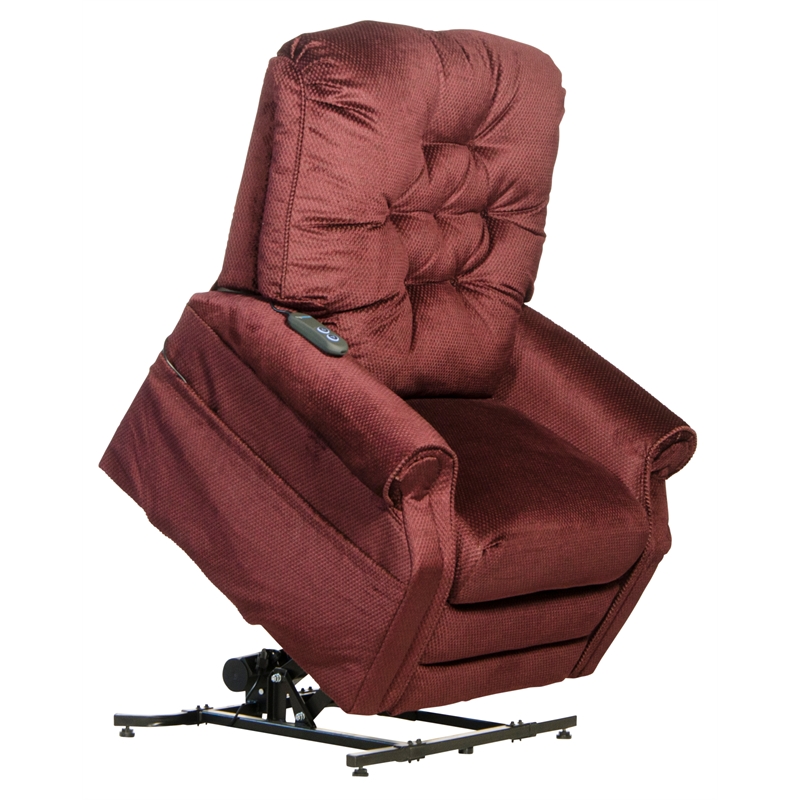 Bowery Hill Power Lift Assist Lay Flat Recliner in Red Polyester Fabric