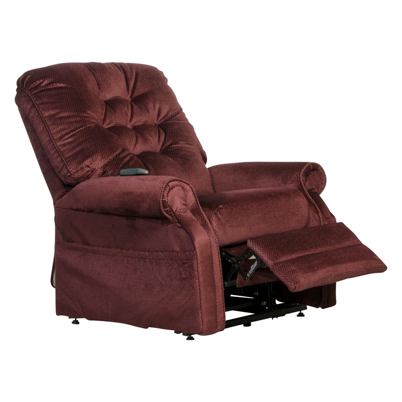 Bowery Hill Power Lift Assist Lay Flat Recliner in Red Polyester Fabric