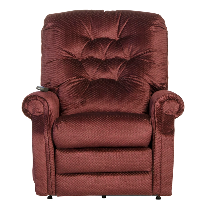 Bowery Hill Power Lift Assist Lay Flat Recliner in Red Polyester Fabric
