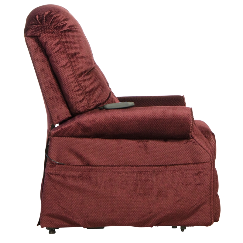 Bowery Hill Power Lift Assist Lay Flat Recliner in Red Polyester Fabric