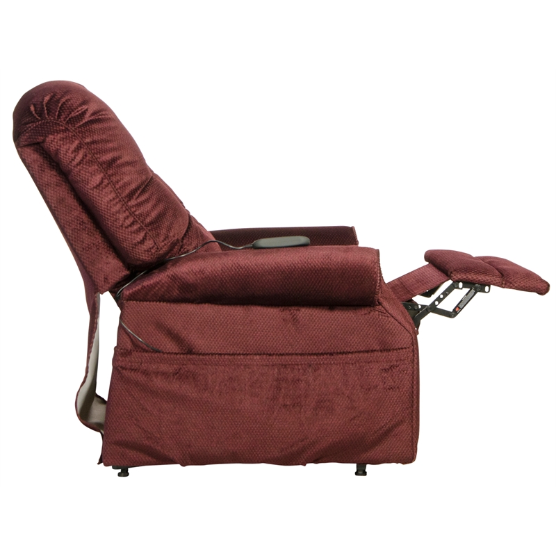 Bowery Hill Power Lift Assist Lay Flat Recliner in Red Polyester Fabric