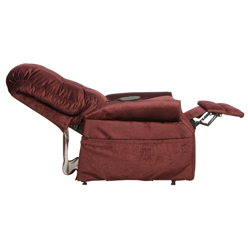 Bowery Hill Power Lift Assist Lay Flat Recliner in Red Polyester Fabric