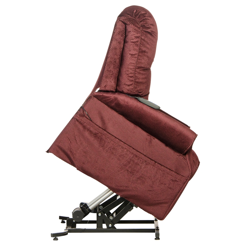 Bowery Hill Power Lift Assist Lay Flat Recliner in Red Polyester Fabric