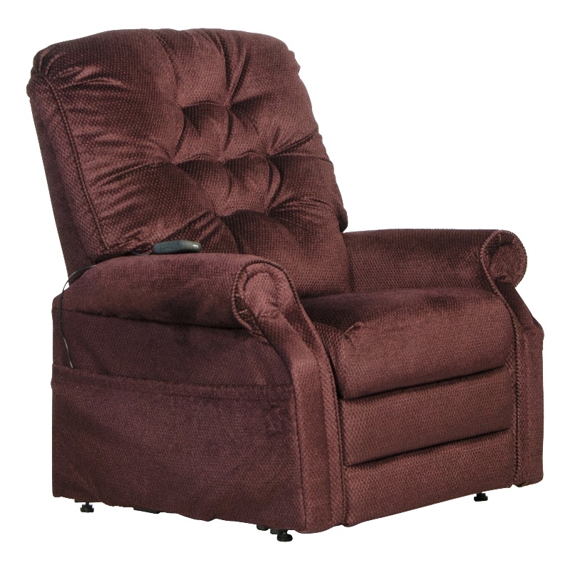 Bowery Hill Power Lift Assist Lay Flat Recliner in Red Polyester Fabric