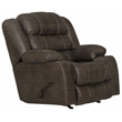 Bowery Hill Rocker Recliner with Dual Cupholders in Gray Polyester Fabric