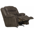 Bowery Hill Rocker Recliner with Dual Cupholders in Gray Polyester Fabric