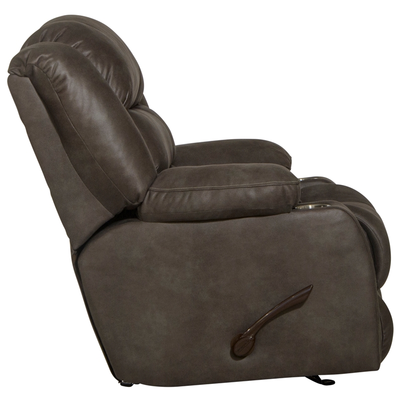Bowery Hill Rocker Recliner with Dual Cupholders in Gray Polyester Fabric