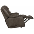 Bowery Hill Rocker Recliner with Dual Cupholders in Gray Polyester Fabric