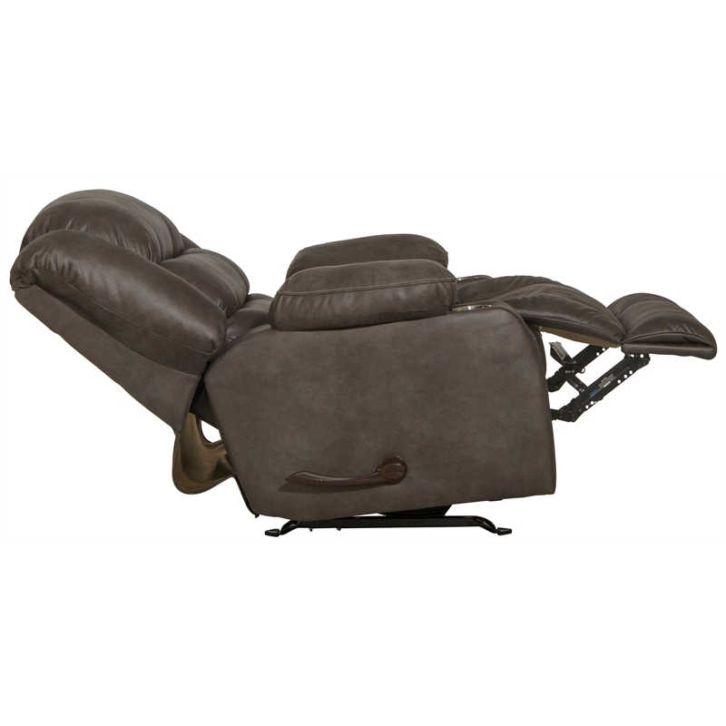 Bowery Hill Rocker Recliner with Dual Cupholders in Gray Polyester Fabric